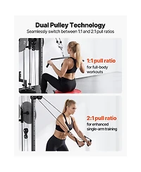 Sevorley Wall-Mount Lat Pull Down Machine 3-in-1 Cable Tower 500 lb