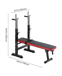 Sevorley Adjustable Weight Bench with Squat Rack, Foldable Bench Press for Home Gym