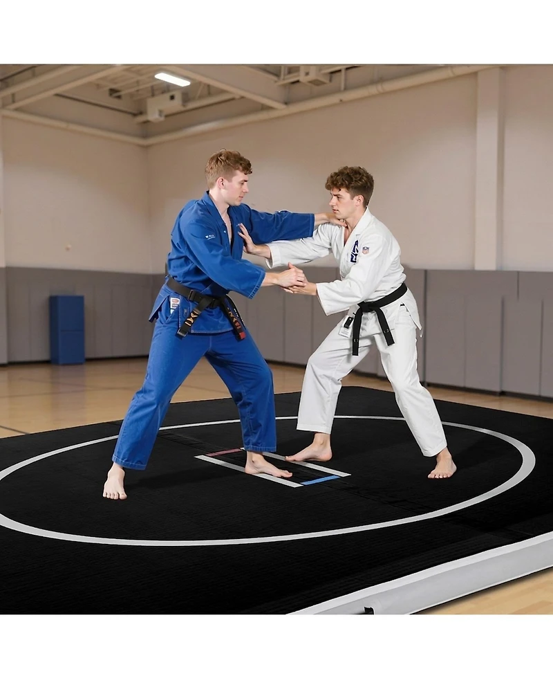 Sevorley Inflatable Wrestling Mat, 10 x 10 ft Pvc Martial Arts Mat with 600W Air Pump