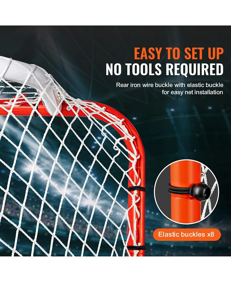 Sevorley Street Hockey Goal, 72" x 48" Steel Training Net, Portable Indoor Outdoor Regulation Goal Set