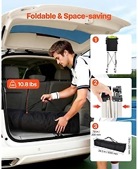 Sevorley Foldable Tennis Ball Hopper Cart with Wheels, Holds 200 Balls