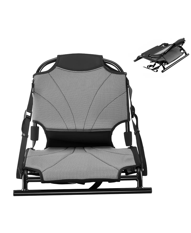 Sevorley Foldable Kayak Seat with Adjustable Back Support, 1.3" Raised Cushion and Aluminum Alloy Frame