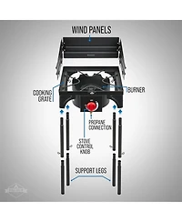Hike Crew Cast Iron 1-Burner Gas Camping Stove, 75,000 Btu Portable Stove with Flame Control