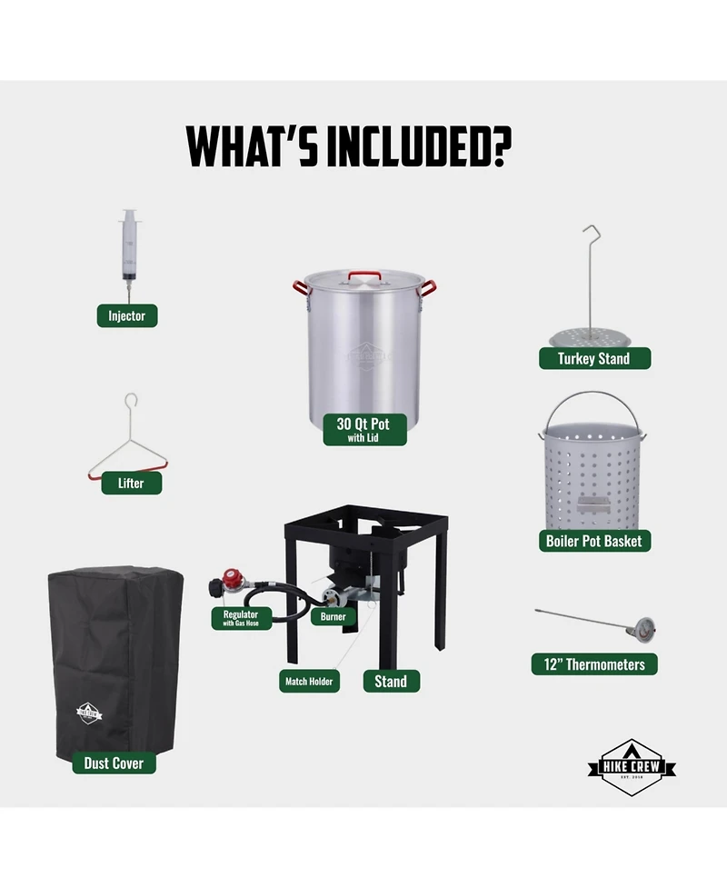 Hike Crew 10-Piece Outdoor Turkey Fryer Kit with 30Qt Boiler Pot