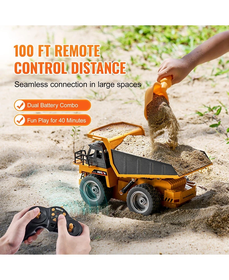 Sevorley 1:18 Scale 9-Channel Metal Bed 4WD Remote Control Dump Truck