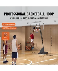 Sevorley Portable Basketball Hoop, 7.6-10 ft Adjustable Height System
