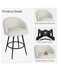 homfan Bar Stools Set of 8, 360 degrees Swivel Counter Height with Back, Polyester Knit Upholstered 25.4 Modern Chair, Metal Frame with Footrest