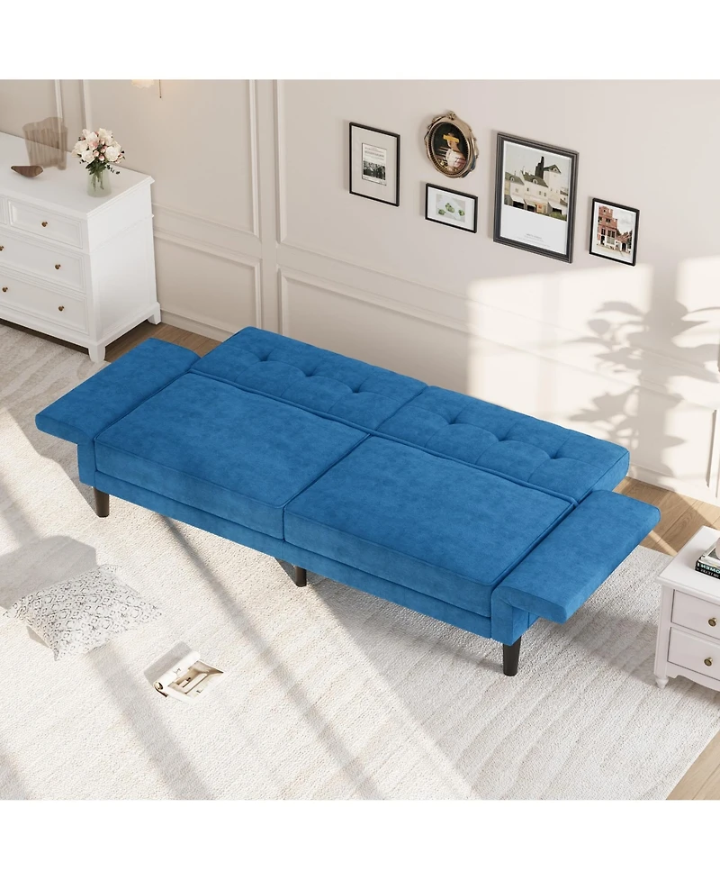 homfan 89" Futon Sofa Bed, Modern Sleeper Couch with Adjustable Backrest and Armrest, Convertible Bed Deep Seat for Living Room Bedroom
