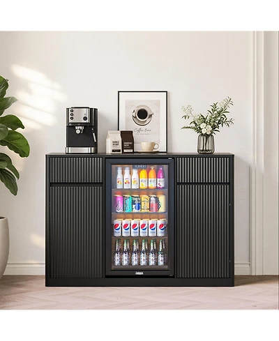 Clihome 53.2" Sideboard Bar Cabinet with Fridge Space (Fridge Not Included), Storage Buffet