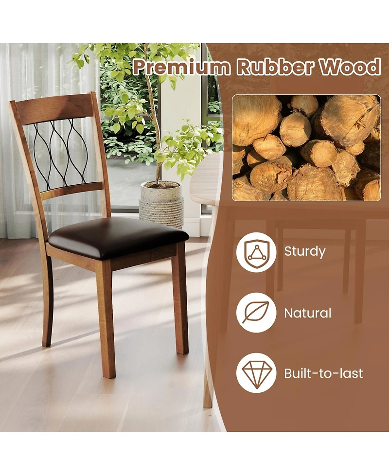 Gymax Fabric Dining Chair Set of With Padded Seat Elegant Backrest for Restaurant