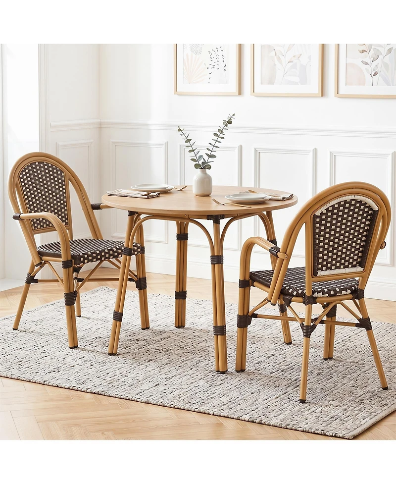 Gymax Outdoor French Bistro Chairs Set of 4 With Armrests Galvanized Metal Frame