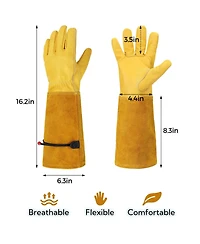 Xdovet Thorn Proof Leather Gardening Gloves Long Sleeve Adjustable Cuff