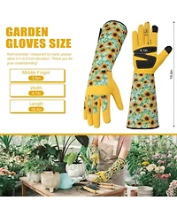 Xdovet Sunflower Gardening Gloves Women Long Thorn Proof Touchscreen