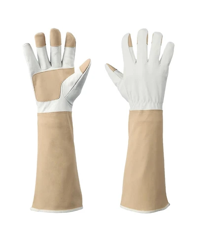 Xdovet Long Gardening Gloves Leather Thorn Proof Durable Heavy Duty