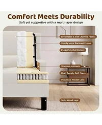homfan Chenille Wingback Accent Chair with Lumbar Pillow, Mid-Century Modern Reading Chair