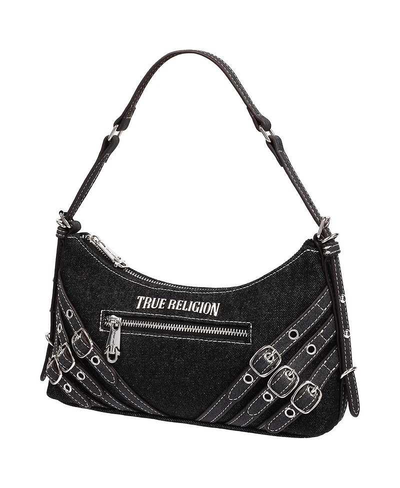 True Religion Women's Triple Straps Denim Shoulder Bag