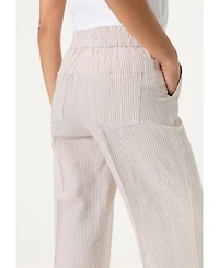 Olsen Women's Stripe Linen-Cotton Cropped Pant