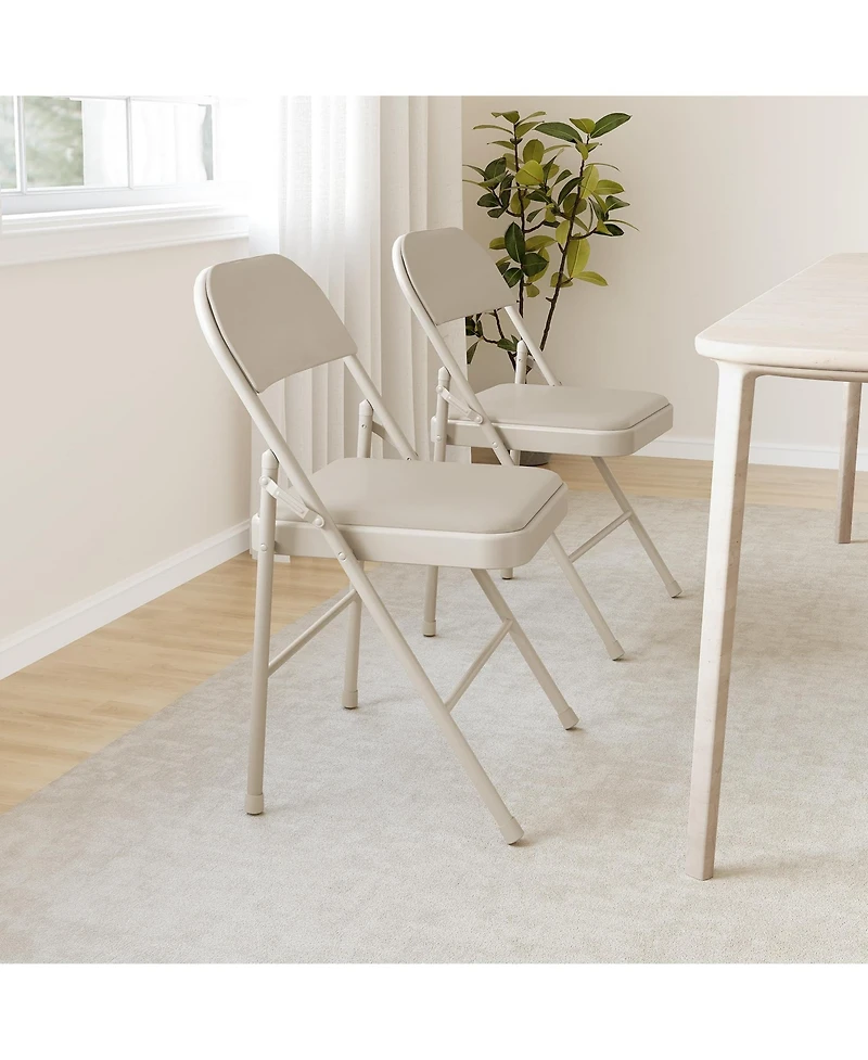 homfan Set of 8 Metal Folding Chairs with Padded Cushion and Back – Durable Steel Frame, Indoor Outdoor Portable Stackable Seat, 350 lb Capacity