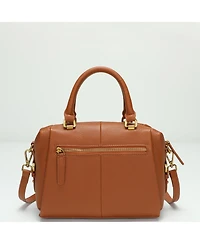 Susu Quinn Women's Pebbled Leather Doctor Bag Structured Top Handle Satchel Crossbody Bowling Handbag