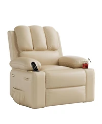 homfan Faux Leather Extra-Wide Manual Recliner Chair with Cup Holders, 26.8" Seat