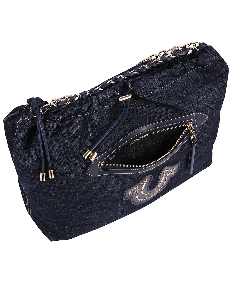 True Religion Women's Vintage Chain Denim Hobo Bag