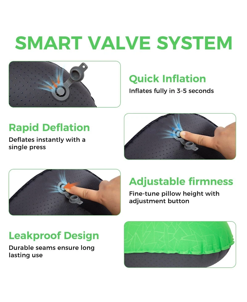 Piscifun Ultralight 90g Inflatable Camping Pillow Ergonomic Support Waterproof Leak Proof Portable Travel