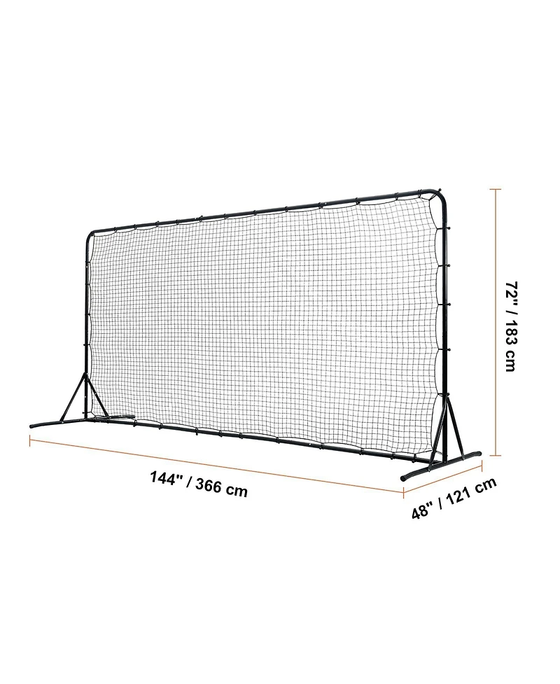 Sevorley Soccer Rebounder Net, 12x6 ft Steel Frame Kickback Wall with Carry Bag