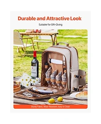 Sevorley Picnic Backpack for 4 with Insulated Cooler, Blanket, Plates and Cutlery Set, 20 L