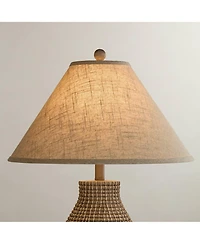 Springcrest Set of 2 Lamp Shades Fine Burlap Beige Large 6" Top x 19" Bottom x 12" High Spider Replacement Harp and Finial Fitting