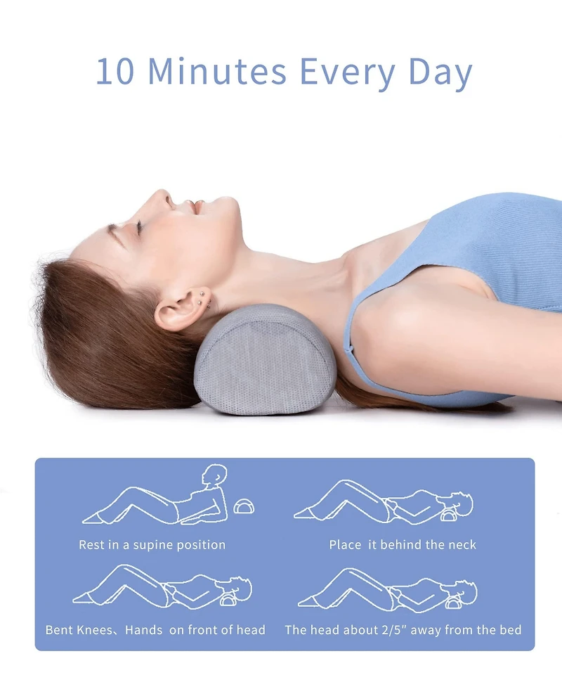 Piscifun Small Neck Roll Support Memory Foam Tension Relief Breathable Travel Pillow