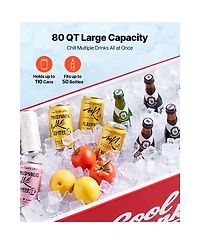 Sevorley Rolling Ice Chest Cart, 80 qt, Bottle Opener, Holds 110 Cans