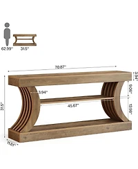 Tribesigns 70.9" Long Farmhouse Entryway Console Table: 3-tier wooden couch table with storage.For entry, hallway,foyer,living room.