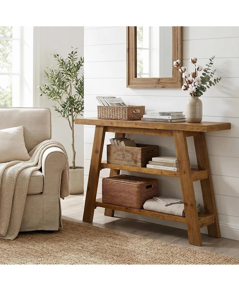 Tribesigns Solid Wood Console Table,47.24" Farmhouse Narrow Entryway Table with 3-Tier Storage Shelves, Table for Hallway, Foyer, Living Room