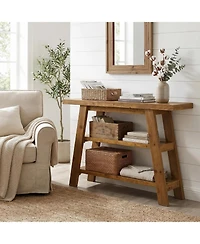 Tribesigns Solid Wood Console Table,47.24" Farmhouse Narrow Entryway Table with 3-Tier Storage Shelves, Table for Hallway, Foyer, Living Room