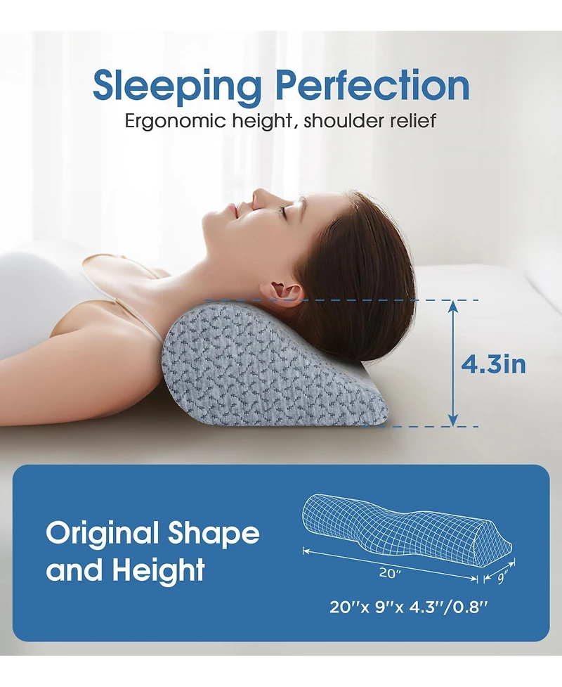Piscifun High Density Memory Foam Roll Support Ergonomic Design Relieve Neck Shoulder Strain Multi Use Travel Office Bed