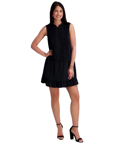 Kensie Women's Pintuck Pleated Drop-Waist Mini Shift Dress