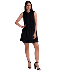 Kensie Women's Pintuck Pleated Drop-Waist Mini Shift Dress