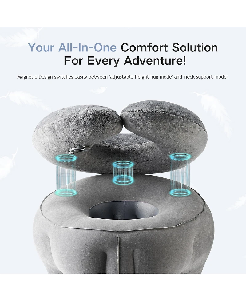 Piscifun 2 in 1 Convertible Inflatable Travel Pillow Neck Body Support Adjustable For Travel Camping Car Home