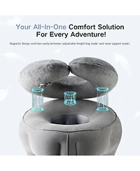 Piscifun 2 in 1 Convertible Inflatable Travel Pillow Neck Body Support Adjustable For Travel Camping Car Home
