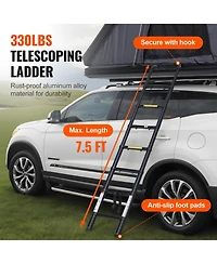 Sevorley Hard Shell Rooftop Tent for 2-3 Person, Aluminum Shell with Telescopic Ladder