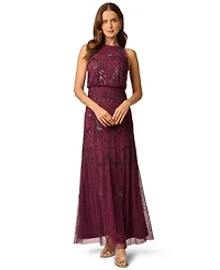 Adrianna Papell Women's Beaded Bloused-Waist Evening Gown