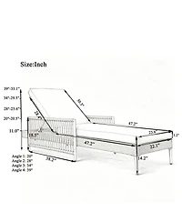 Asagikoiai Set of 2 Outdoor Pe Rattan Chaise Lounge, 6-Position Adjustable Patio Wicker Recliner