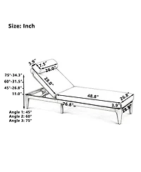 Asagikoiai Set of 2 Acacia Wood Outdoor Chaise Lounges, 4-Position Recliner with Cushions