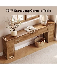 Tribesigns 78.8 Inch Extra Long Console Table for Entryway, Farmhouse Narrow Sofa Table Behind Couch with Warm Patchwork Wood Grain