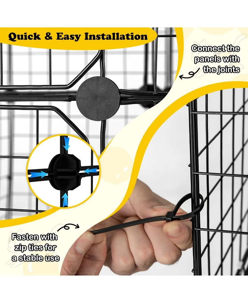 Hongge 3-Tier Indoor Cat Cage Detachable Metal Wire Enclosure with Hammock and Skylight