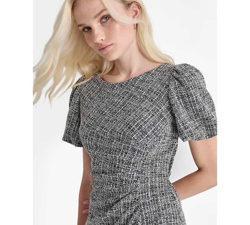 Dkny Women's Short Bubble Sleeve Ruched Sheath Dress