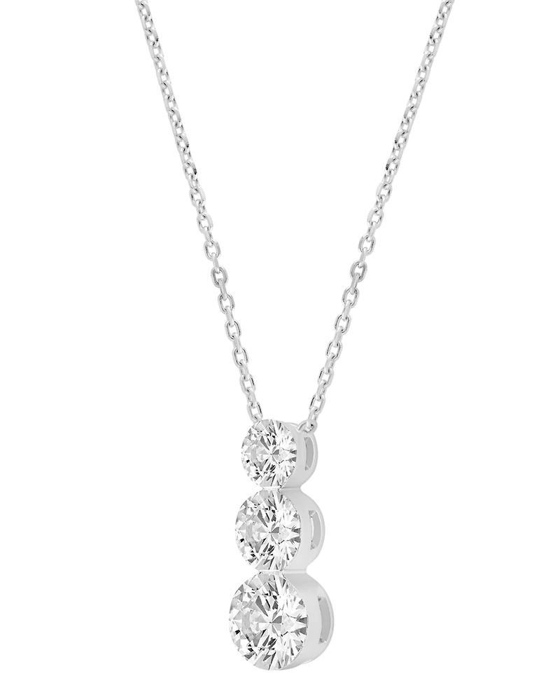 Macy's Lab-Grown Diamond 3-Stone Pendant Necklace (2 ct. t.w.) in 14k White Gold