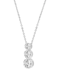 Macy's Lab-Grown Diamond 3-Stone Pendant Necklace (2 ct. t.w.) in 14k White Gold