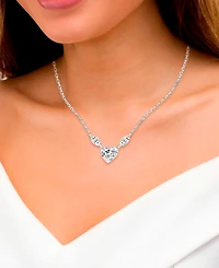 Macy's Lab-Grown 3-Stone Diamond Necklace (2 ct. t.w.) in 14k White Gold
