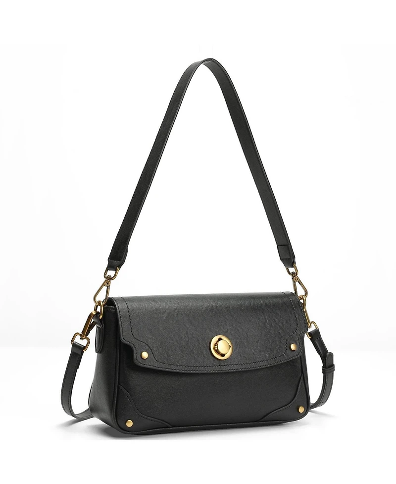 Susu Women's Mila Leather Shoulder Bag Convertible Crossbody Purse with Gold Hardware